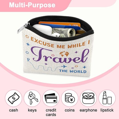 World Travel Gifts Small Coin Purse Travel Gifts for Women Traveling Coin Pouch Flight Vacation Gift for Friend Mom Travelers Change Wallet Christmas Birthday Gift for Sister Daughter Bestie in Saudi Arabia