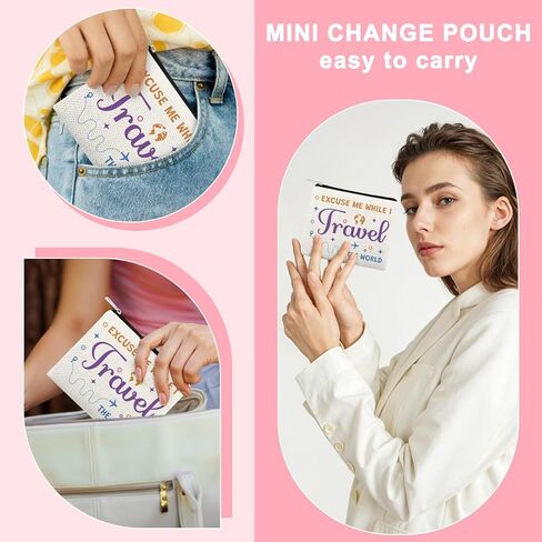 World Travel Gifts Small Coin Purse Travel Gifts for Women Traveling Coin Pouch Flight Vacation Gift for Friend Mom Travelers Change Wallet Christmas Birthday Gift for Sister Daughter Bestie in Saudi Arabia