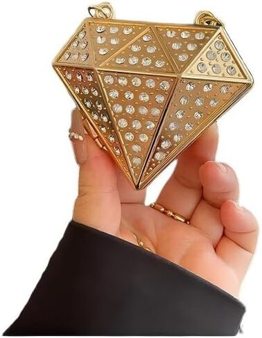 Pyramid Metal Coin Purse, Mini Evening Clutch for Women, Creative Alloy Hard Shell Crossbody Bag, Party Handbag Gift in Saudi Arabia