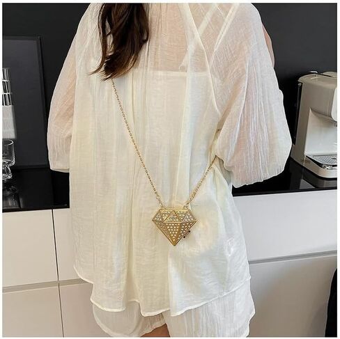 Pyramid Metal Coin Purse, Mini Evening Clutch for Women, Creative Alloy Hard Shell Crossbody Bag, Party Handbag Gift in Saudi Arabia