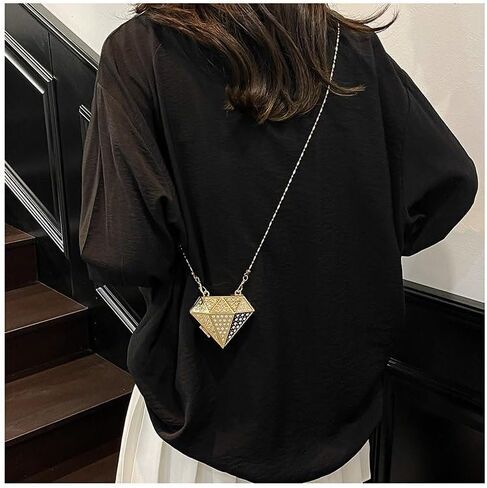 Pyramid Metal Coin Purse, Mini Evening Clutch for Women, Creative Alloy Hard Shell Crossbody Bag, Party Handbag Gift in Saudi Arabia