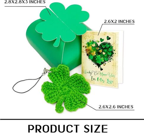 St Patrick's Day Gifts for Women, Four Leaf Clover Gift Box Set, Handmade Crochet Shamrock Keychain & Lucky Greeting Card, Lucky Charm Keepsake, Meaningful Small Gift for Friends, Family, Coworker in Saudi Arabia