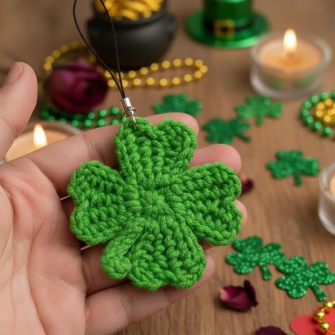 St Patrick's Day Gifts for Women, Four Leaf Clover Gift Box Set, Handmade Crochet Shamrock Keychain & Lucky Greeting Card, Lucky Charm Keepsake, Meaningful Small Gift for Friends, Family, Coworker in Saudi Arabia