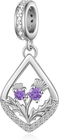 Scottish Gifts 925 Sterling Silver Scottish Thistle Charms for Bracelets Scotland Flower Souvenirs Gifts for Women in Saudi Arabia
