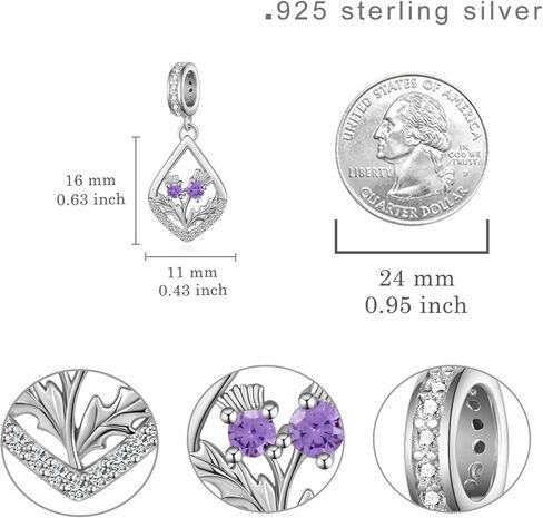 Scottish Gifts 925 Sterling Silver Scottish Thistle Charms for Bracelets Scotland Flower Souvenirs Gifts for Women in Saudi Arabia
