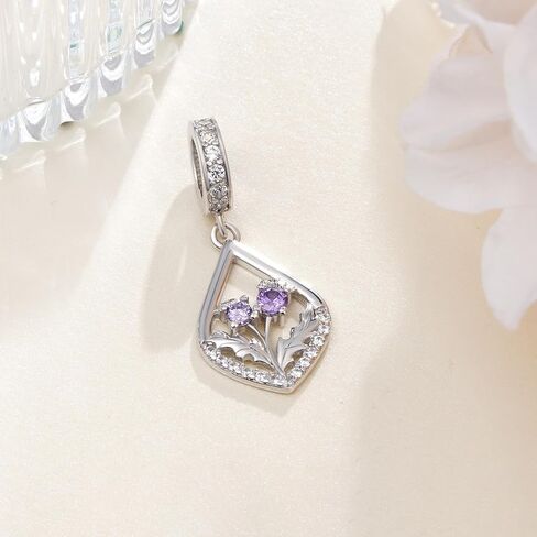 Scottish Gifts 925 Sterling Silver Scottish Thistle Charms for Bracelets Scotland Flower Souvenirs Gifts for Women in Saudi Arabia