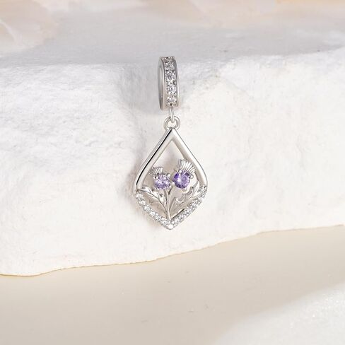 Scottish Gifts 925 Sterling Silver Scottish Thistle Charms for Bracelets Scotland Flower Souvenirs Gifts for Women in Saudi Arabia