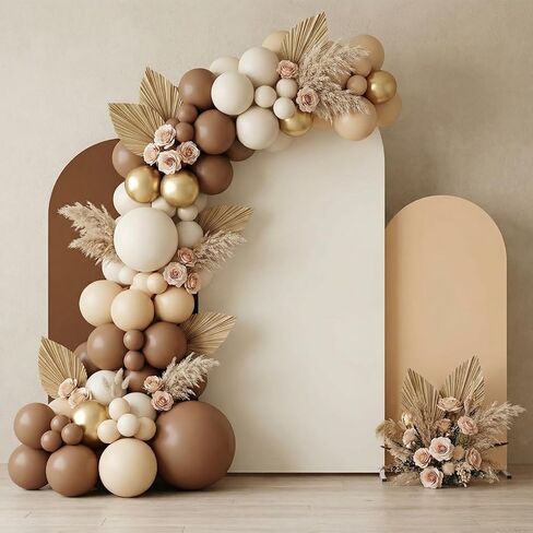 SmoothNovelty Set of 3 Neutral Arch Backdrop Cover 4ft 5ft 6ft Stretchy Spandex Brown Backdrop Cover for Baby Shower Party Wedding Birthday Party Ceremony Banquet Decoration in Saudi Arabia