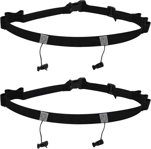 2Pcs Race Number Belt Race Bib Belts with 6 Energy Gel Loops for Marathon,Triathalon, Running. No Safety Pins Required (Black and Pink) in Kuwait