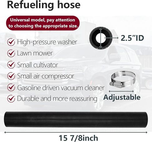 2 1/2" ID 15 7/8" Long straight Gasoline Fuel Filler Neck Hose with 4 Hose Clamps, Reinforced Gas, 2.5 inches Inside Diameter in Saudi Arabia