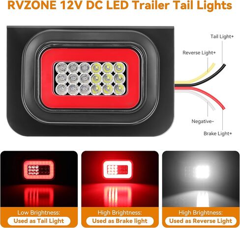 مصابيح خلفية للمقطورة 12 فولت مع دعامة سوداء، قطعتان 42 LED 3 في 1 طقم إضاءة مقطورة للفرامل مع حلقات تثبيت ومقابس لشاحنة RV جرار جيب in Kuwait