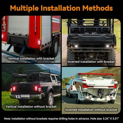 مصابيح خلفية للمقطورة 12 فولت مع دعامة سوداء، قطعتان 42 LED 3 في 1 طقم إضاءة مقطورة للفرامل مع حلقات تثبيت ومقابس لشاحنة RV جرار جيب in Kuwait