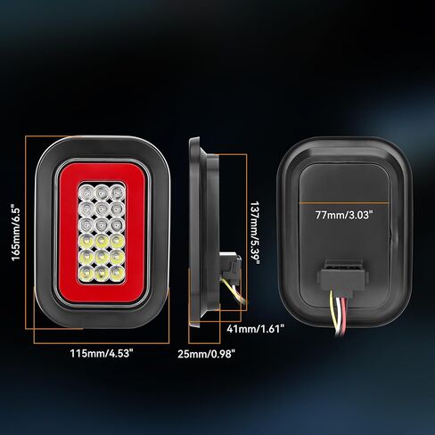 مصابيح خلفية للمقطورة 12 فولت مع دعامة سوداء، قطعتان 42 LED 3 في 1 طقم إضاءة مقطورة للفرامل مع حلقات تثبيت ومقابس لشاحنة RV جرار جيب in Kuwait