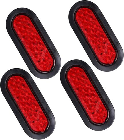 NPAUTO 6" Oval Trailer Tail Lights 24 Red LED Stop Turn Brake Lights Waterproof Flush Mount Tail Lights for RV Truck (4) in Saudi Arabia