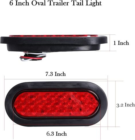 NPAUTO 6" Oval Trailer Tail Lights 24 Red LED Stop Turn Brake Lights Waterproof Flush Mount Tail Lights for RV Truck (4) in Saudi Arabia