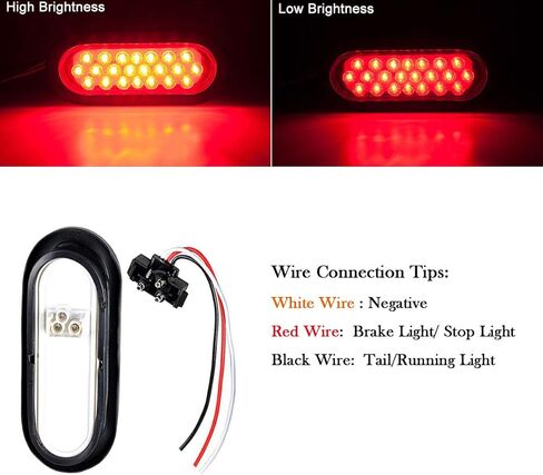 NPAUTO 6" Oval Trailer Tail Lights 24 Red LED Stop Turn Brake Lights Waterproof Flush Mount Tail Lights for RV Truck (4) in Saudi Arabia