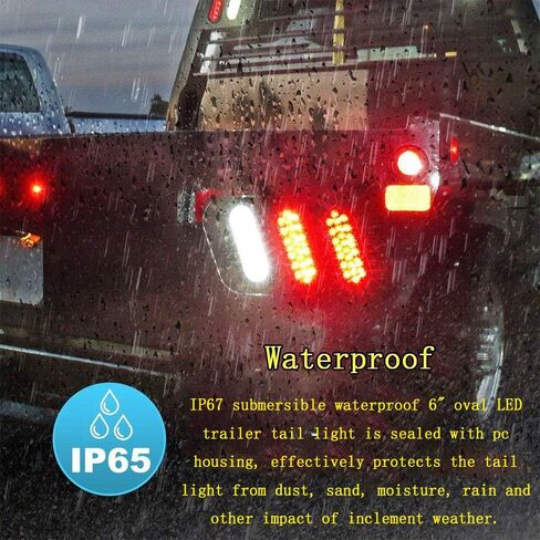 NPAUTO 6" Oval Trailer Tail Lights 24 Red LED Stop Turn Brake Lights Waterproof Flush Mount Tail Lights for RV Truck (4) in Saudi Arabia