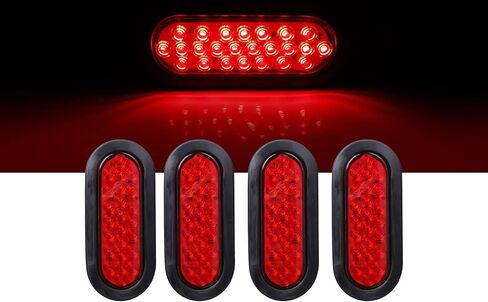 NPAUTO 6" Oval Trailer Tail Lights 24 Red LED Stop Turn Brake Lights Waterproof Flush Mount Tail Lights for RV Truck (4) in Saudi Arabia