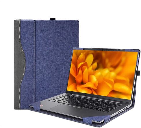 غطاء حقيبة كمبيوتر محمول مقاس 14 بوصة Lenovo IdeaPad 1 (14ALC7/14IAU7/14ADA7/14AMN7/14IJL7/14IGL7)&IdeaPad 3 (14ITL6/14ALC6/14ADA6/14ABA7/14IAU7)، حقيبة حماية للكمبيوتر المحمول من جلد البولي يوريثان (أزرق داكن) in Saudi Arabia