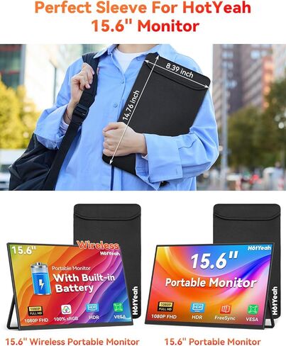 حقيبة شاشة محمولة مقاس 15.6 بوصة من HotYeah، غطاء من النيوبرين مقاوم للماء لشاشة الكمبيوتر المحمول أثناء السفر، حقيبة تخزين بسيطة كحافظة شاشة، حافظة واقية لجهاز iPad اللوحي وحقيبة كمبيوتر محمول MacBook in Kuwait