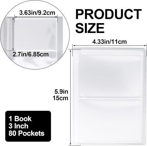 Photo Album for 4x3" Pictures, Mini Photo Book for 80 Pockets Hold 160 Pictures, Picture Albums with PP Plastic Cover and Sticker for Family Anniversaries Postcards Vacations- 1 Pcs, Clear in Saudi Arabia