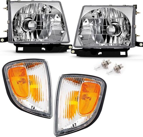4Pcs Chrome Headlights + Parking Lights Corner Lamps Assembly Fits 1997 1998 1999 2000 Toyota Tacoma Halogen Head Lights, Clear Lens Lights Replace# TO2503120, TO2502120, TO2521154, TO2520154 in Saudi Arabia