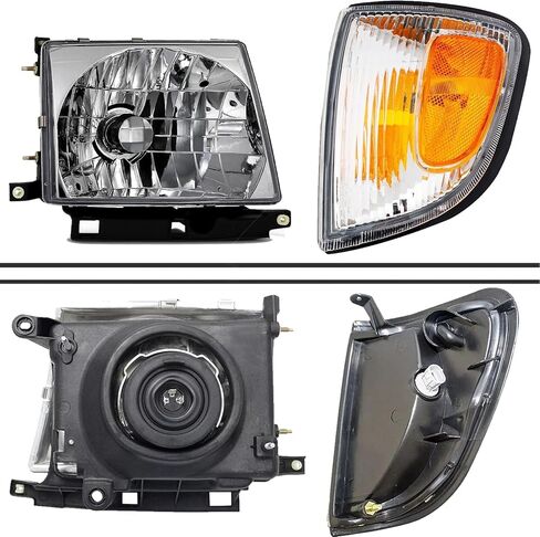 4Pcs Chrome Headlights + Parking Lights Corner Lamps Assembly Fits 1997 1998 1999 2000 Toyota Tacoma Halogen Head Lights, Clear Lens Lights Replace# TO2503120, TO2502120, TO2521154, TO2520154 in Saudi Arabia