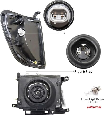 4Pcs Chrome Headlights + Parking Lights Corner Lamps Assembly Fits 1997 1998 1999 2000 Toyota Tacoma Halogen Head Lights, Clear Lens Lights Replace# TO2503120, TO2502120, TO2521154, TO2520154 in Saudi Arabia