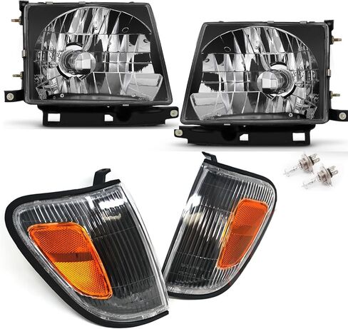 4Pcs Chrome Headlights + Parking Lights Corner Lamps Assembly Fits 1997 1998 1999 2000 Toyota Tacoma Halogen Head Lights, Clear Lens Lights Replace# TO2503120, TO2502120, TO2521154, TO2520154 in Saudi Arabia