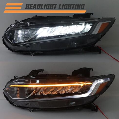 يناسب 2018 2019 2020 Honda Accord المصابيح الأمامية Sport LX EX EX-L، شعاع هالوجين عالي مع LED DRL للمصابيح الأمامية استبدال الجانب الأيسر للسائق HO2502187 33150-TVA-A01 in Kuwait