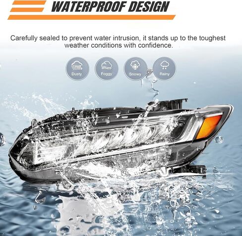 يناسب 2018 2019 2020 Honda Accord المصابيح الأمامية Sport LX EX EX-L، شعاع هالوجين عالي مع LED DRL للمصابيح الأمامية استبدال الجانب الأيسر للسائق HO2502187 33150-TVA-A01 in Kuwait