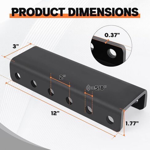 دعامة قناة مقطورة قابلة للتعديل من Lonffery، لحلقة Lunette أو الوصلة، نمط مسمار مقاس 2 بوصة، عرض 3 بوصة × طول 12 بوصة، 6 فتحات - 5 أوضاع in Kuwait