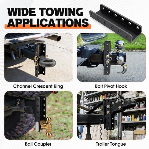 دعامة قناة مقطورة قابلة للتعديل من Lonffery، لحلقة Lunette أو الوصلة، نمط مسمار مقاس 2 بوصة، عرض 3 بوصة × طول 12 بوصة، 6 فتحات - 5 أوضاع in Kuwait