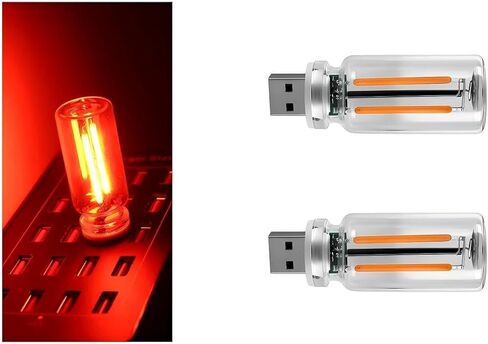 2PCS Car USB Night Lights, Portable Mini Touch Dimmable Vehicle Retro Glass Bottle Ambient Lamp, Plug-in Automotive Interior Atmosphere Decoration Bulb, Universal for SUV, Sedan, Truck (White) in Saudi Arabia