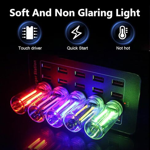 قطعتان من مصابيح السيارة USB، لمبة مصباح LED قابلة للتعديل للتحكم باللمس، مصباح زجاجة ضوء ليلي صغير محمول للديكور الداخلي، عالمي لمعظم السيارات (أزرق) in Kuwait
