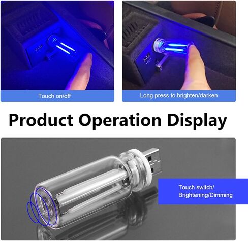 قطعتان من مصابيح السيارة USB، لمبة مصباح LED قابلة للتعديل للتحكم باللمس، مصباح زجاجة ضوء ليلي صغير محمول للديكور الداخلي، عالمي لمعظم السيارات (أزرق) in Kuwait