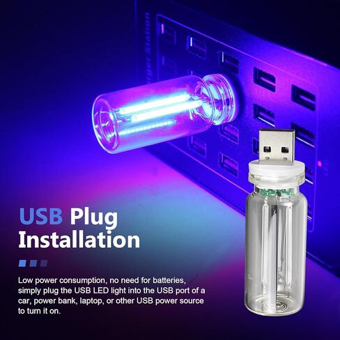 قطعتان من مصابيح السيارة USB، لمبة مصباح LED قابلة للتعديل للتحكم باللمس، مصباح زجاجة ضوء ليلي صغير محمول للديكور الداخلي، عالمي لمعظم السيارات (أزرق) in Kuwait
