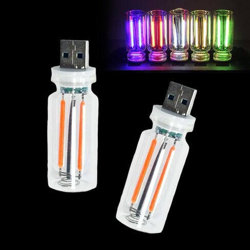 قطعتان من مصابيح السيارة USB، لمبة مصباح LED قابلة للتعديل للتحكم باللمس، مصباح زجاجة ضوء ليلي صغير محمول للديكور الداخلي، عالمي لمعظم السيارات (أزرق) in Kuwait