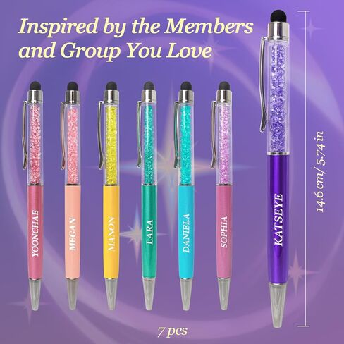 مجموعة أقلام حبر جاف Kpop Gifts Merch 7 قطع لمحبي KATSEYE - أقلام سوداء قابلة للسحب مع قلم شاشة تعمل باللمس، واللوازم المكتبية لعشاق الموسيقى، وهدايا K-Pop والمقتنيات in Saudi Arabia