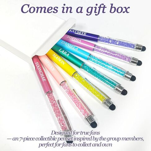 مجموعة أقلام حبر جاف Kpop Gifts Merch 7 قطع لمحبي KATSEYE - أقلام سوداء قابلة للسحب مع قلم شاشة تعمل باللمس، واللوازم المكتبية لعشاق الموسيقى، وهدايا K-Pop والمقتنيات in Saudi Arabia