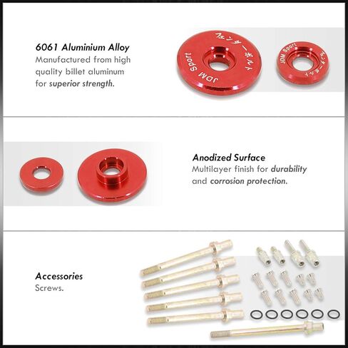 AJP Distributors JDM K-Series K20 K24 Low Profile Valve Cover Cap Cup Washers Bolts Aluminum Engine Motor Dress Up Kit Red Compatible/Replacement For RSX DC5 Civic SI EP3 DOHC VTEC 02 03 04 05 06 in Saudi Arabia