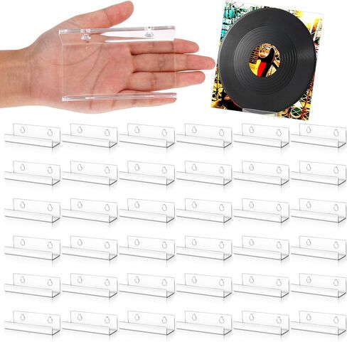 24 Pack 4 Inch Vinyl Record Shelf Wall Mount, Vinyl Record Shelf, Record Shelves Display Daily Listening and Decorate Your Office or Home (Clear) in Saudi Arabia