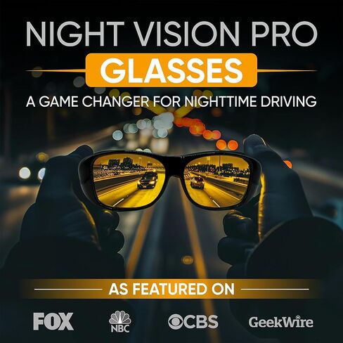 Official Night Driving Glasses with Glarecut Technology. Polarized Yellow Lenses Anti Glare Night Driving Glasses for Driving At Night, Black in Saudi Arabia