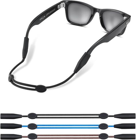 Glasses Strap for Ray-Ban Meta and Wide Frame Glasses –Adjustable Sunglasses Straps Cords for Men Women kids-Eye Glasses Holders Around Neck, Eyewear String Lanyard Retainer(3pcs 14in Black) in Kuwait