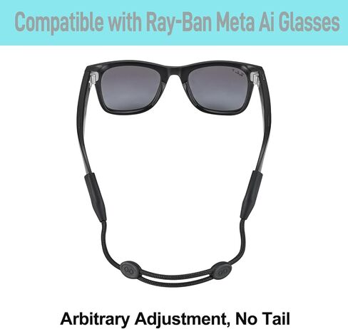 حزام النظارات لنظارات Ray-Ban Meta والنظارات ذات الإطار العريض - حبال أشرطة النظارات الشمسية القابلة للتعديل للرجال والنساء والأطفال - حاملات نظارات العين حول الرقبة، حامل حبل النظارات (3 قطع 14 بوصة أسود) in Kuwait