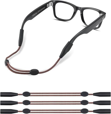 حزام النظارات لنظارات Ray-Ban Meta والنظارات ذات الإطار العريض - حبال أشرطة النظارات الشمسية القابلة للتعديل للرجال والنساء والأطفال - حاملات نظارات العين حول الرقبة، حامل حبل النظارات (3 قطع 14 بوصة أسود) in Kuwait