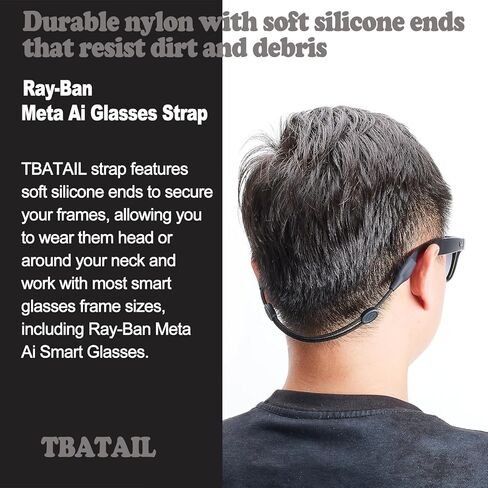 حزام النظارات لنظارات Ray-Ban Meta والنظارات ذات الإطار العريض - حبال أشرطة النظارات الشمسية القابلة للتعديل للرجال والنساء والأطفال - حاملات نظارات العين حول الرقبة، حامل حبل النظارات (3 قطع 14 بوصة أسود) in Kuwait