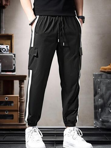 Men's Casual Streetwear Jogger Pants with Drawstring & Pockets, Cargo Pants in Saudi Arabia