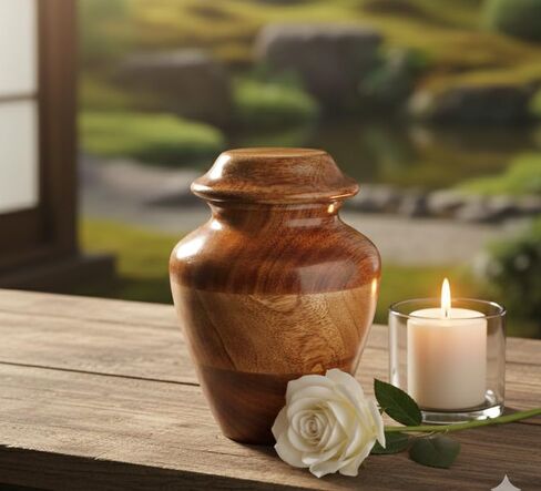 Wooden Urn, Handcrafted Mango Wood Cremation Urn, for Man and Women Human Ash Size Small 20 Cubic Inches, Keepsake in Saudi Arabia