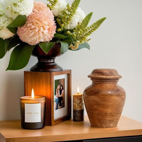 Wooden Urn, Handcrafted Mango Wood Cremation Urn, for Man and Women Human Ash Size Small 20 Cubic Inches, Keepsake in Saudi Arabia